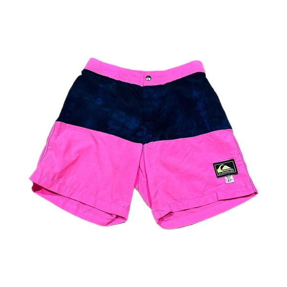 Vintage‎ Quiksilver Shorts Mens 27 Pink Swim Trunks Board Surf 90s - Picture 1 of 8